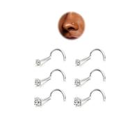 BodyBonita 6pcs Piercing Nez - Anneaux de Nez en Tire-Bouchon Acier Chirurgical 316L 18G Piercing de Nez à Tige 1.5/2/3 mm CZ Argentée Vis Anneaux de Nez Clous Piercings de Narine Bijoux Femmes Hommes
