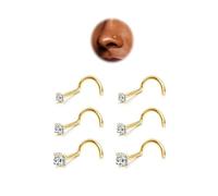 BodyBonita 6pcs Piercing Nez - Anneaux de Nez Tire-Bouchon Acier Chirurgical 316L 18G Piercing de Nez à Tige 1.5/2/3 mm CZ Or Vis Anneaux de Nez Clous Piercings de Narine Bijoux Femmes Hommes