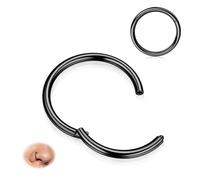 BodyBonita Anneaux de nez à charnière - Acier chirurgical 316L Piercing de nez Bijoux Septum Clicker Lèvre Anneaux Cartilage Helix Daith Conque Tragus Rook Plaqué Or/Argent/Noir/Plaqué Or Rose/Bleu