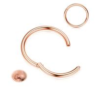 BodyBonita Anneaux de nez à charnière - Acier chirurgical 316L Piercing de nez Bijoux Septum Clicker Lèvre Anneaux Cartilage Helix Daith Conque Tragus Rook Plaqué Or/Argent/Noir/Plaqué Or Rose/Bleu