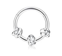 BodyBonita Argentée 16G Anneaux de Septum Piercing - Acier Chirurgical 316L Piercing Nez Anneaux pour Femmes Hommes Conch Piercings Oreille Septum Tragus Rook Helix Daith Cartilage 10 mm Eternal Knot