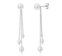 BodyBonita Boucle d'Oreille Perle, Boucles d'Oreilles Pendantes en Tige Argent Sterling 925, Boucle d'Oreille Femme Hypoallergéniques Feuille de Ginkgo, Bijoux de Mode Couleur Argent Chain-B