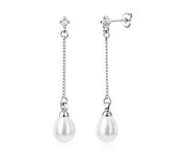 BodyBonita Boucle d'Oreille Perle, Boucles d'Oreilles Pendantes en Tige Argent Sterling 925, Boucle d'Oreille Femme Hypoallergéniques Feuille de Ginkgo, Bijoux de Mode Couleur Argent Dangle-A