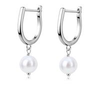BodyBonita Boucle d'Oreille Perle, Boucles d'Oreilles Pendantes en Tige Argent Sterling 925, Boucle d'Oreille Femme Hypoallergéniques Feuille de Ginkgo, Bijoux de Mode Couleur Argent Hoop-A