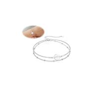 BodyBonita Bracelets en Couches pour Femmes avec des Pendentifs en Argent Sterling Ronds Délicats en Forme de Lettres M Bracelets Ajustables avec Perles pour Femmes Bijoux