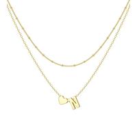 BodyBonita Collier Femme avec Initiale N en Cœur Forme - Colliers Délicat en Plaqué Or 16 Carats avec Petit Cœur et Monogramme Personnalisé Collier Femme Fantaisie Bijoux Tendance