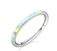 BodyBonita Côté Blanc Opale Septum Piercing Nez - 18G Anneaux de Nez à Charnière en Acier Chirurgical 316L Femmes Anneaux Septum Conch Helix Daith Bijoux Piercing Argent 8mm