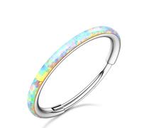 BodyBonita Côté Blanc Opale Septum Piercing Nez - 20G Anneaux de Nez à Charnière en Acier Chirurgical 316L Femmes Anneaux Septum Conch Helix Daith Bijoux Piercing Argent 8mm