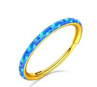 BodyBonita Côté Bleu Opale Septum Piercing Nez - 16G Anneaux de Nez à Charnière en Acier Chirurgical 316L Femmes Anneaux Septum Conch Helix Daith Bijoux Piercing Or 10mm