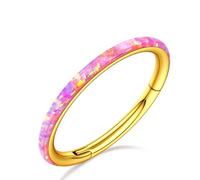 BodyBonita Côté Rose Opale Septum Piercing Nez - 16G Anneaux de Nez à Charnière en Acier Chirurgical 316L Femmes Anneaux Septum Conch Helix Daith Bijoux Piercing Or 10mm