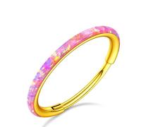 BodyBonita Côté Rose Opale Septum Piercing Nez - 20G Anneaux de Nez à Charnière en Acier Chirurgical 316L Femmes Anneaux Septum Conch Helix Daith Bijoux Piercing Or 8mm
