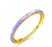 BodyBonita Côté Violet Opale Septum Piercing Nez - 16G Anneaux de Nez à Charnière en Acier Chirurgical 316L Femmes Anneaux Septum Conch Helix Daith Bijoux Piercing Or 8mm