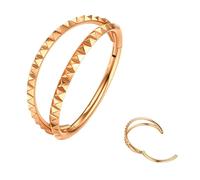 BodyBonita Double Piercing Nez Anneaux - Or Rose Pyramide 316L Acier Inoxydable Piercing Septum Clicker 16G Conch Oreille Bijoux Anneaux Cartilage Boucle Daith Helix Rook Tragus Labret Créoles 12 mm