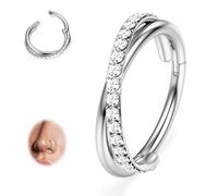 BodyBonita Piercing Nez Anneaux avec CZ - Acier Chirurgical 316L 16G Bijoux de Piercing Conch Septum Boucle d'Oreille pour Femmes Cartilage Helix Rook Tragus Daith 8 mm Argentée Anneaux Entrelacés