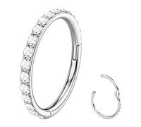 BodyBonita Piercing Nez Anneaux avec CZ - Acier Chirurgical 316L 18G Bijoux de Piercing Conch Septum Boucle d'Oreille pour Femmes Cartilage Helix Rook Tragus Daith 7 mm Argentée