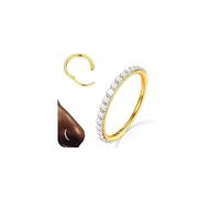 BodyBonita Piercing Nez Anneaux avec CZ - Acier Chirurgical 316L 20G Bijoux de Piercing Conch Septum Boucle d'Oreille pour Femmes Cartilage Helix Rook Tragus Daith 7 mm 14K Or