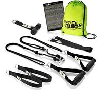 BodyCROSS Sling Trainer Haut de Gamme - Sangles de Suspension Certifiées avec Poster d’Exercices, Programme d’Entraînement 10 Semaines, Fixations de Porte, Espaceur & Boucle d’Attache