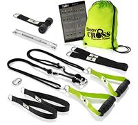 BodyCROSS Sling Trainer Haut de Gamme - Sangles de Suspension Certifiées avec Poster d’Exercices, Programme d’Entraînement 10 Semaines, Fixations de Porte, Espaceur & Boucle d’Attache