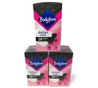 Bodyform Dailies Style Lot de 3 packs de 28 protège-slips Noir (84 protège-slips au total)