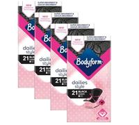 BodyForm Lot de 84 protège-slips noirs super absorbants pour femme - Adaptabilité maximale - Protection hygiénique discrète et confortable - Idéal pour un usage quotidien