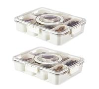 BODYGAD Plateau de Service Divisé, 2PCS Conteneurs de Stockage de Nourriture Boîte de Rangement de Collation en Plastique Plateaux à avec Couvercle 8 Compartiments pour Épices Noix Bonbons Fruits