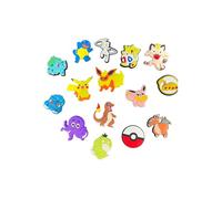 Bodygenix Lot de 16 breloques Pokémon pour chaussures Crocs - Pikachu, carapuce, charmander et plus encore - Accessoires de dessin animé en PVC pour enfants, sabots, sandales, bracelets