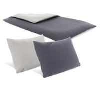 Bodyguard bett1 Linge de lit en Flanelle. (200x200 cm | 2 x 80x80 cm). La Housse de Couette idéale pour l'hiver. Doux, Moelleux et en même Temps Robuste. Bicolore réversible (Argent/Anthracite)