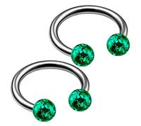 bodyjewellery Lot de 2 piercings circulaires en titane G23 pour oreille, hélix, lèvre, sourcil, tragus, nez, serpent, septum B2B2CU, cristal, métal, titane