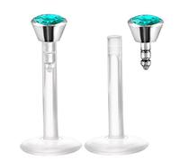 bodyjewellery Lot de 2 piercings de lèvre 16 g 5/16 Bioflex flexibles pour labret, cartilage, tragus, cristal Monroe, conque, auricule couleur, NA, na