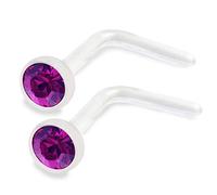 Bodyjewellery Lot de 2 piercings de nez flexibles en Bioflex en forme de L 20 g 0,8 mm, NA., na,