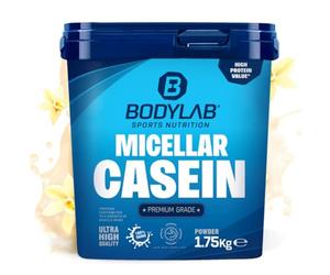 Bodylab24 Casein Micellar Vanille 1750g, 100% caséine pure, riche en acides aminés BCAA, longue sensation de satiété, favorise la construction musculaire, idéal pendant un régime protéiné