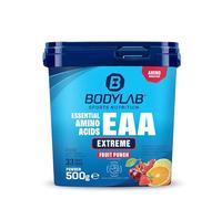 Bodylab24 EAA Extreme 500g punch aux fruits, acides aminés essentiels, 1,5g de glutamine, 1g d'alanine et les vitamines B6 & B3 comme boisson fruitée pour la régénération et la construction musculaire