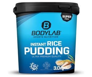 Bodylab24 Instant Rice Pudding 3kg, à base de farine de riz à 100%, sans autre additif, l'apport rapide et délicieux en glucides pour la prise de masse ou avant l'entraînement, goût neutre
