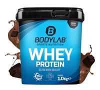Bodylab24 Whey Protein Powder Double Chocolate 1kg, pour des muscles plus forts, protéine de lactosérum peut favoriser la construction musculaire, avec 80% de protéines, sans aspartame