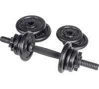 Bodyline Kit composé d'haltères en vinyle avec anneau et de disques en fonte pour un total de 10 kg, parfait pour l'haltérophilie, l'entraînement physique, la gym à domicile