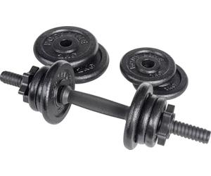 Bodyline Kit composé d'haltères en vinyle avec anneau et de disques en fonte pour un total de 10 kg, parfait pour l'haltérophilie, l'entraînement physique, la gym à domicile