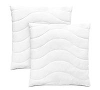 Bodyprotect 197217 Lot de 2 oreillers Classique | Coussin matelassé | 100% Satin de Coton | Fabriqués en UE | Oeko-Tex 100 | Hauteur réglable | Lavable 60 degrés | 80 x 80 cm, Blanc
