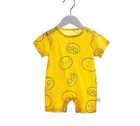Bodys Bébé Garçon, Treer Barboteuse Fille Vêtements à Manches Courtes Pyjama Super Doux 100% Coton D'été Combinaison Unisexe Double Gaze Body Grenouillères (Sourire,66)