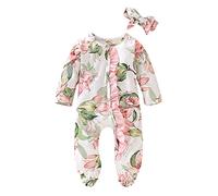 Bodys pour Bébé Barboteuse Une pièce Body Court vêtements Amples avec nœud Papillon et Marguerites Combinaisons en Tricot Fille garçon