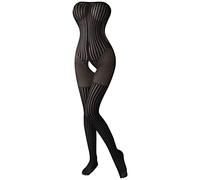 Bodystocking Sexy Femme érotique Ouvert Entrejambe Body Femme Sexy Chic Dentelle Dos Nu Transparent Combinaison Femme Moulante Collant Bas Lingerie Sexy Femme Coquine Hot (Black, One Size)