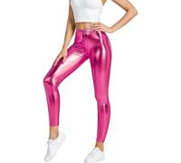 BODYWEAR LTD Leggings disco pour femme avec imprimé métallique brillant, rose cerise, M/L