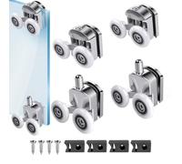 BODZWI 4 x Roulette Porte Coulissante Douche 23mm, Roulettes Doubles en Alliage d'Aluminium pour Cabine de Douche, Pièces de Rechange pour Porte en Verre, Galets de Douche Silencieux