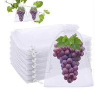 BODZWI Lot de 25 Sac Fruits 23x30cm Blanc avec Cordon de Serrage | Sachet Protection Raisin et Filet de Anti-Insectes, Oiseaux, Guêpes pour Jardin et Arbres Fruitiers