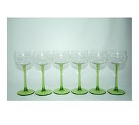Boeckling - Lot de 6 Verres à vin d'Alsace Pied Vert, décor cépage - BOECKLING