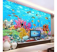 BOEERLCNL 3D salon papier peint corail monde sous-marin chambre stickers muraux TV fond mur décoration de la maison murale mur art affiche