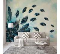 BOEERLCNL Fond d'écran 3D papier peint esthétique plume colorée murale fond décoratif stickers art mural peinture