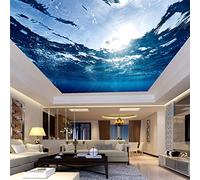 BOEERLCNL Papier peint de plafond autocollant en PVC 3D mural monde sous-marin océan bleu décoration maison hôtel plafond décoratif art mural