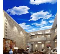 BOEERLCNL PVC auto-adhésif 3d plafond papier peint bleu ciel abstrait blanc nuage salon chambre à coucher toit autocollant mural