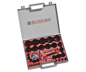 BOEHM - Coffret d'Emporte-Pièces Découpe-Joint - Avec Poignée Anti Vibration, Mandrin et Pointe de Centrage - Fabriqué en France - 29 Emporte-Pièces, 2-50mm