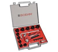 BOEHM - Coffret d'Emporte-Pièces Découpe-Joint - Avec Poignée Mandrin Anti Vibration, Cutter Circulaire Ø 330mm, Pointe de Centrage - Fabriqué en France - 15 Emporte-Pièces, 3-30mm